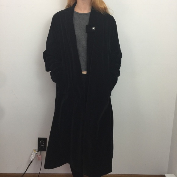 Vintage Jackets & Blazers - Vintage Crushed Velvet Smoking Opera Long Coat